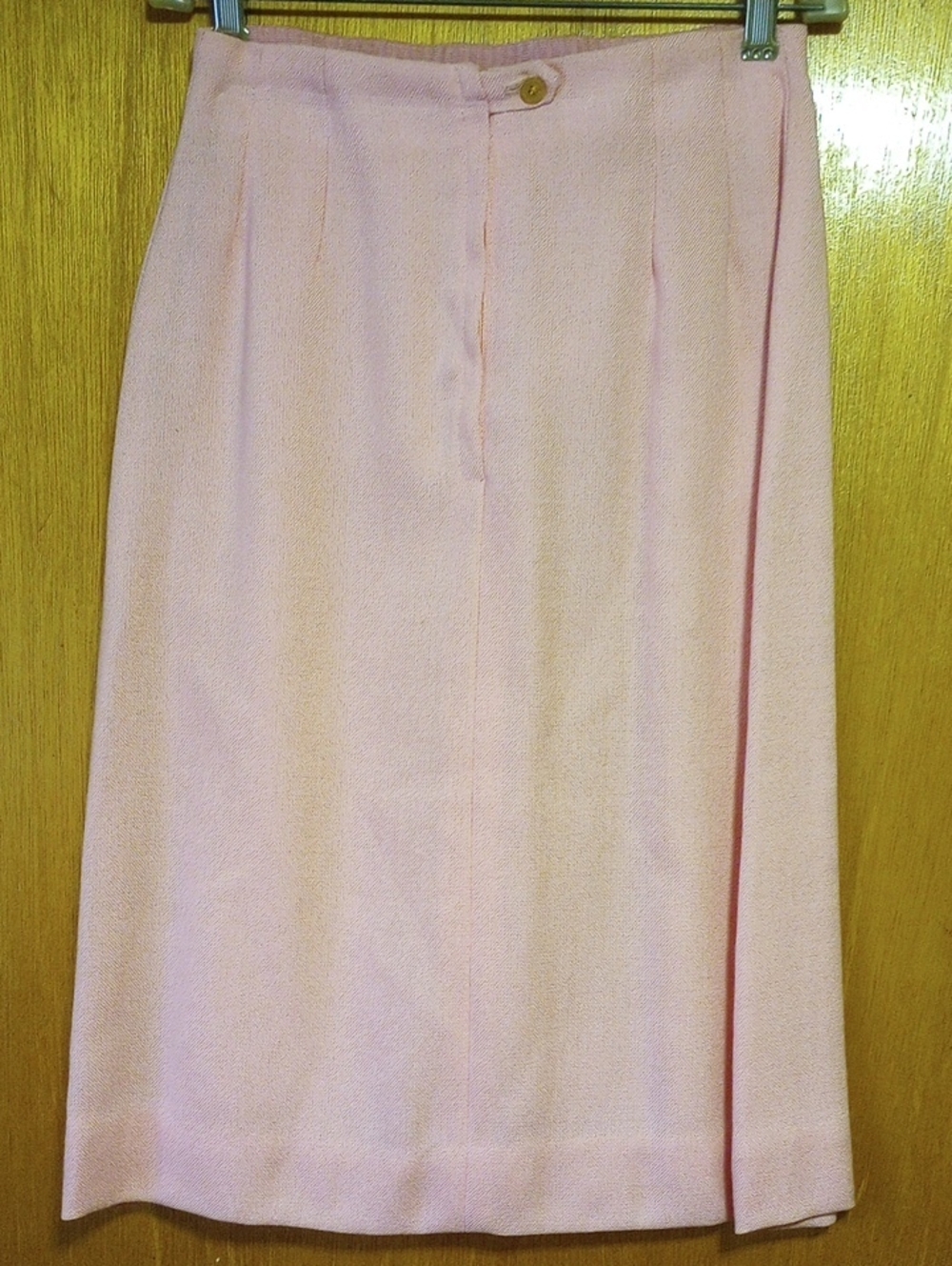 Rosecrest Vintage Pink Blazer & Skirt Set w/ Sage Green & Cream Trim, Size 12 - Picture 5 of 6